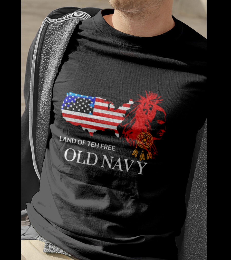 Land Of Teh Free Old Navy USA Flag Native American T-Shirt