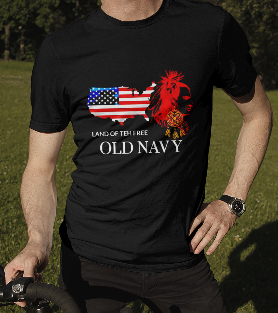 Land Of Teh Free Old Navy USA Flag Native American T-Shirt