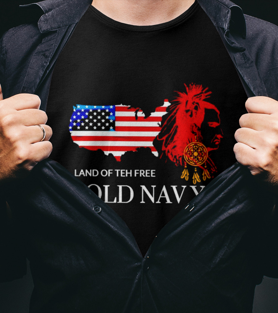 Land Of Teh Free Old Navy USA Flag Native American T-Shirt