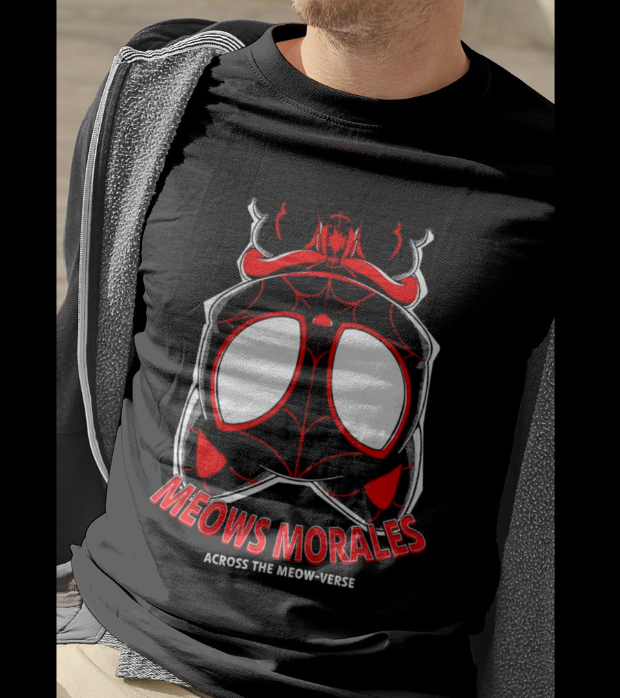 Meows Morales Across The Meow-Verse Spider Cat Mask T-Shirt