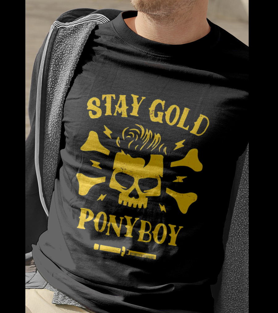 Stay Gold Ponyboy Skull With Comb And Bones T-Shirt