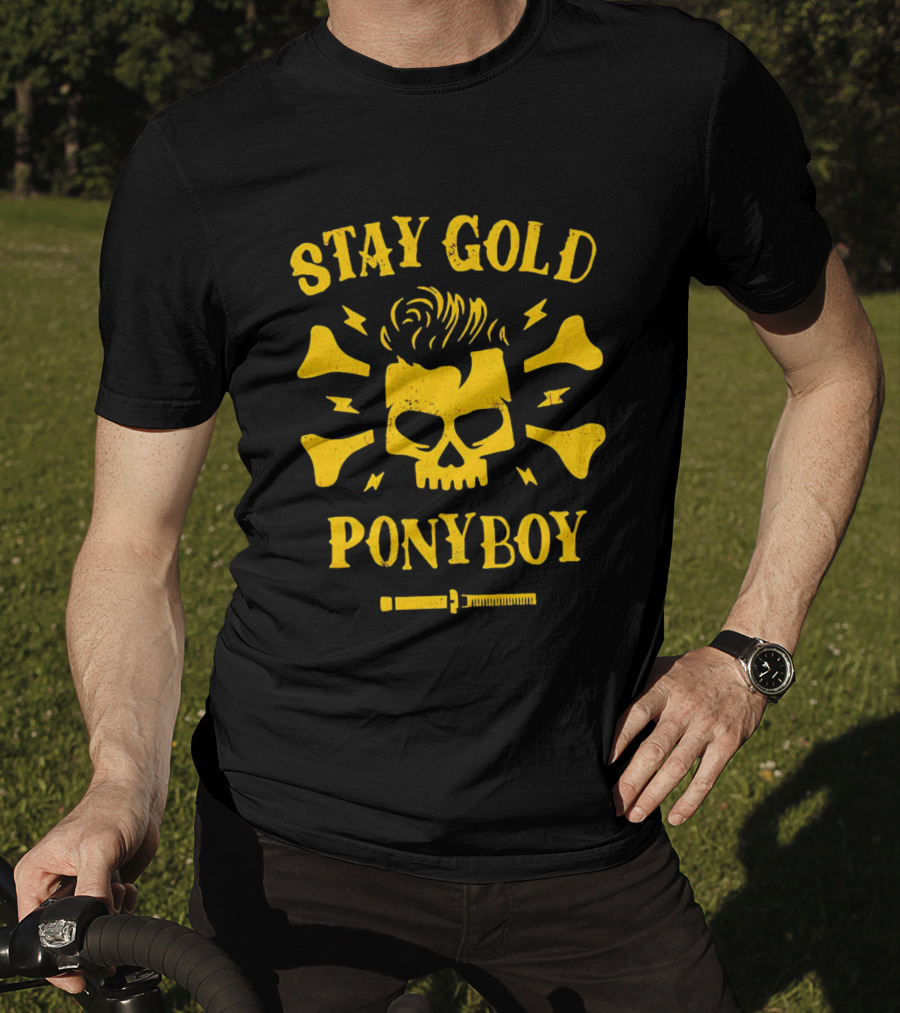 Stay Gold Ponyboy Skull With Comb And Bones T-Shirt