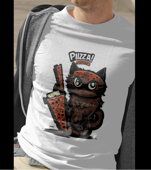 Pizza Cat Cattfat Meow That's A Good Slice T-Shirt