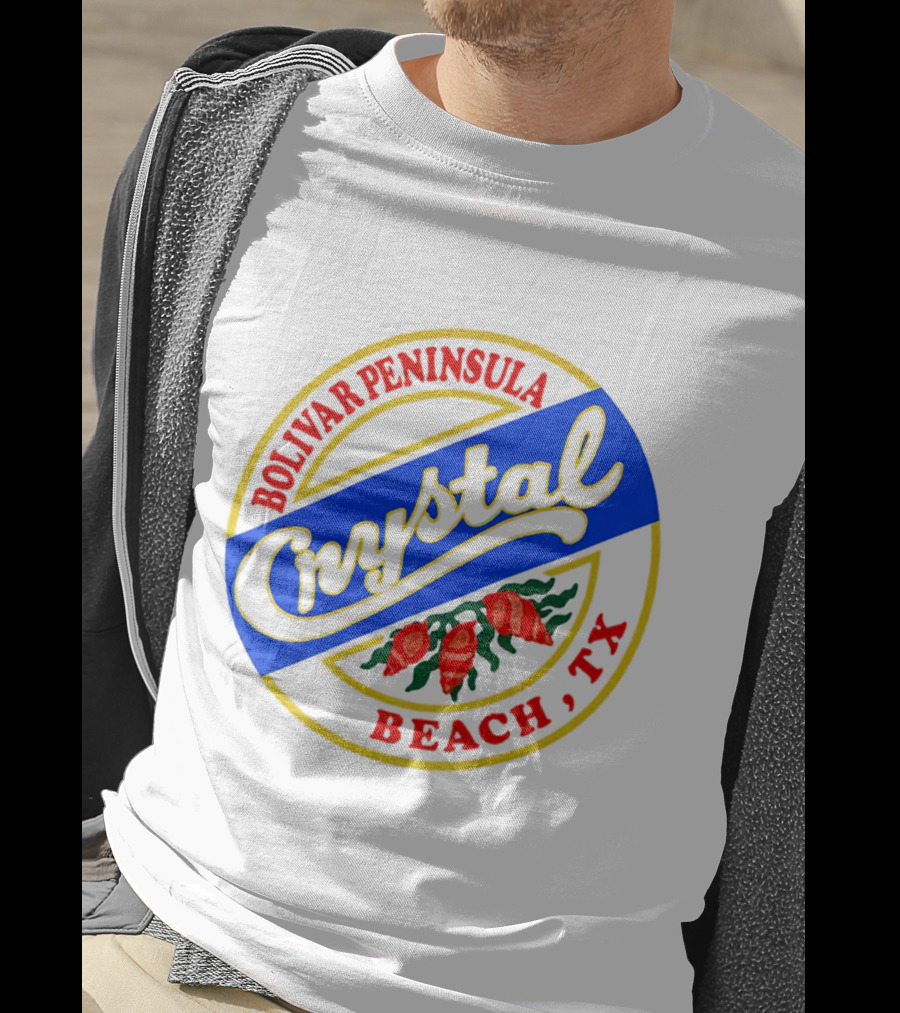 Bolivar Peninsula Crystal Beach TX Shells Circle Badge T-Shirt
