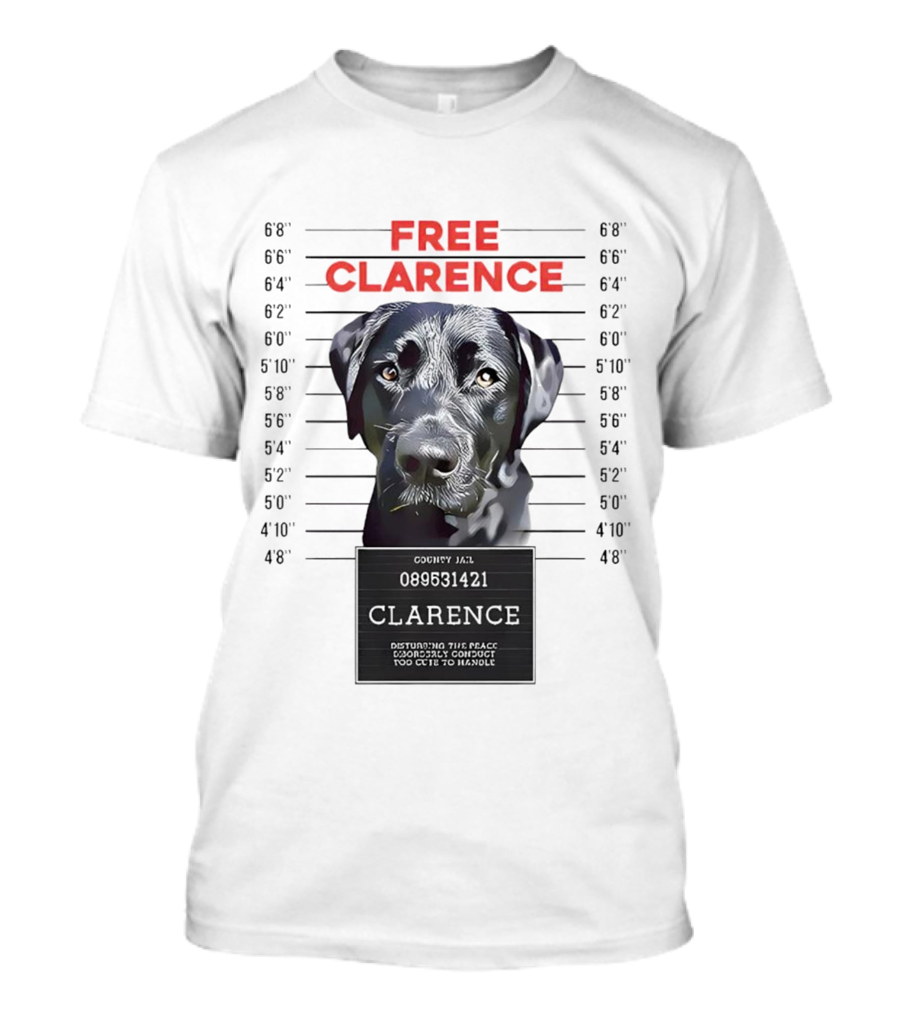 Free Clarence Mugshot Dog T-Shirt
