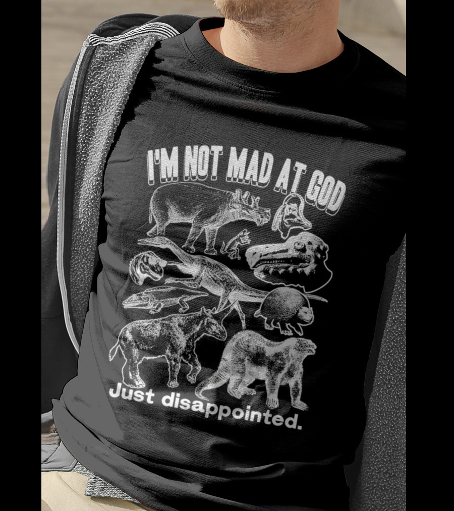 I’m Not Mad At God Just Disappointed Dinosaur And Animal Sketches T-Shirt