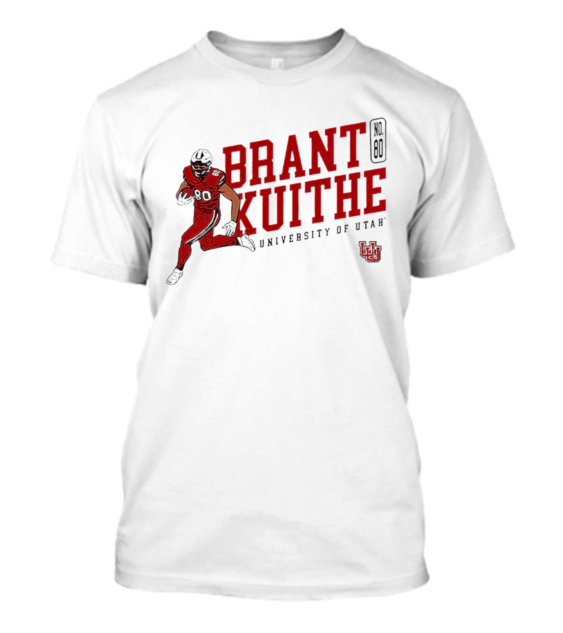 Brant Kuithe No. 80 University Of Utah Utes Football Caricature T-Shirt