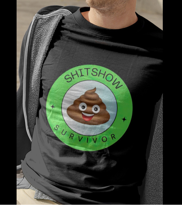 Shitshow Survivor Poop Emoji Circle Emblem T-Shirt