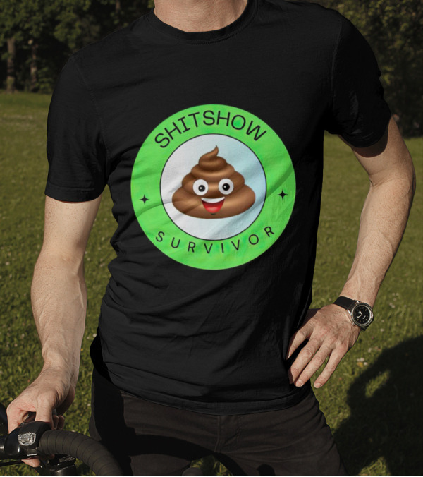 Shitshow Survivor Poop Emoji Circle Emblem T-Shirt