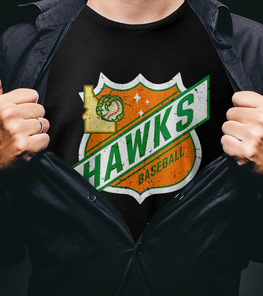 Hawks Baseball Idaho Highway Shield T-Shirt