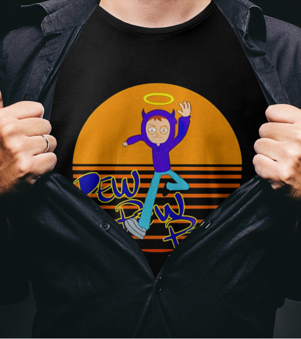Thasup Pew Pew Pew Vintage Halo Character In Purple Hoodie And Blue Pants With Orange T-Shirt