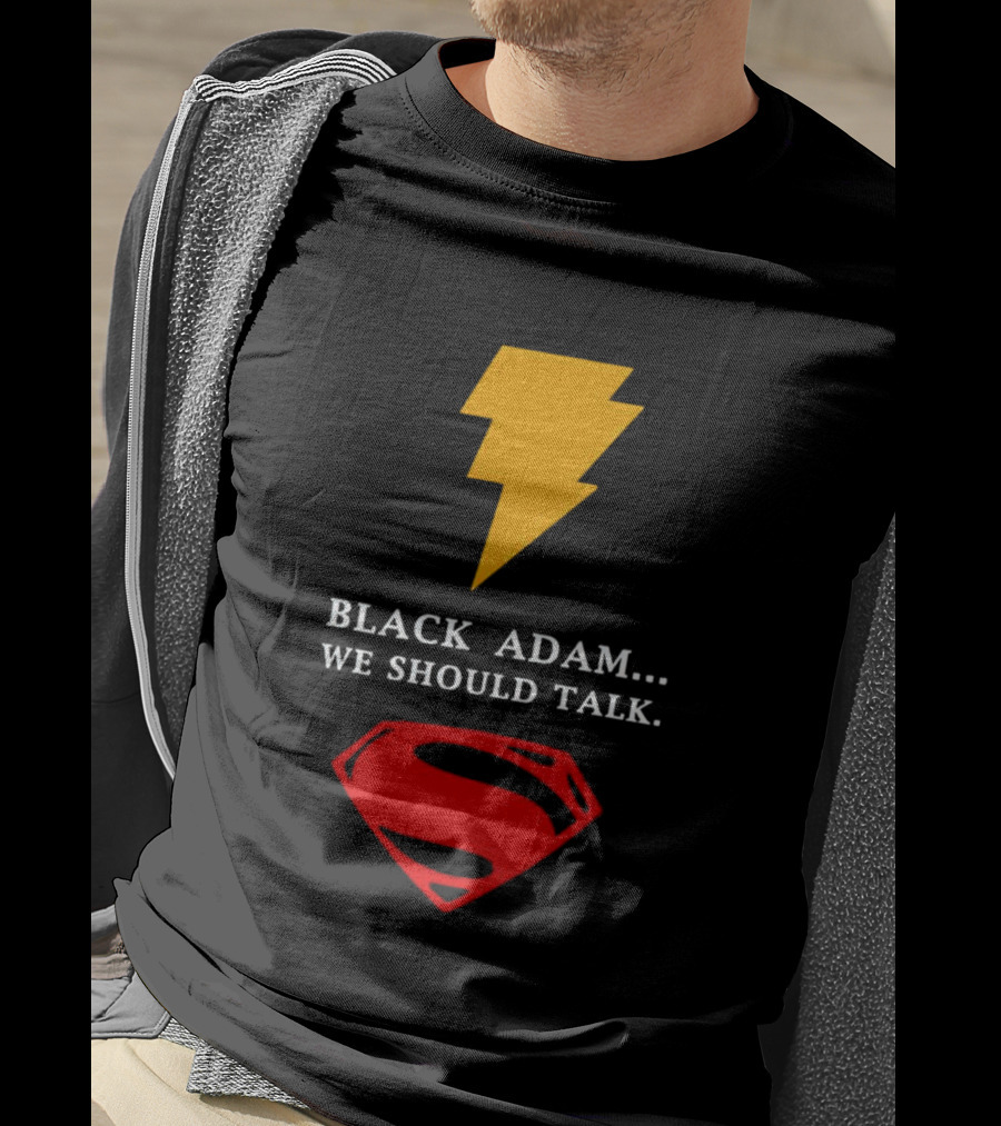 Black Adam We Should Talk Lightning Bolt Superman Emblem T-Shirt