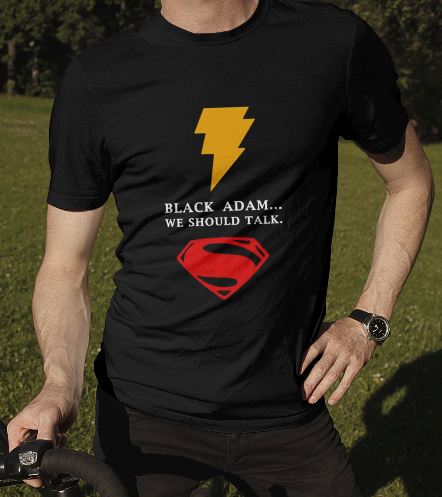 Black Adam We Should Talk Lightning Bolt Superman Emblem T-Shirt