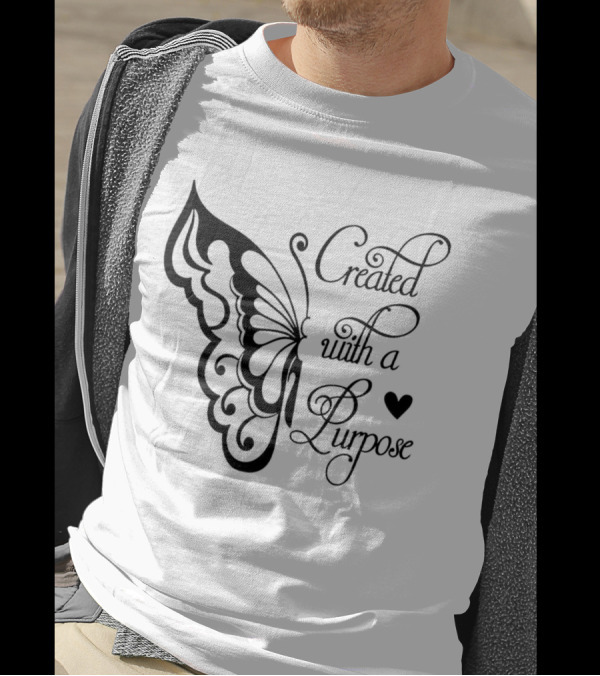 Created With A Purpose Butterfly Heart T-Shirt