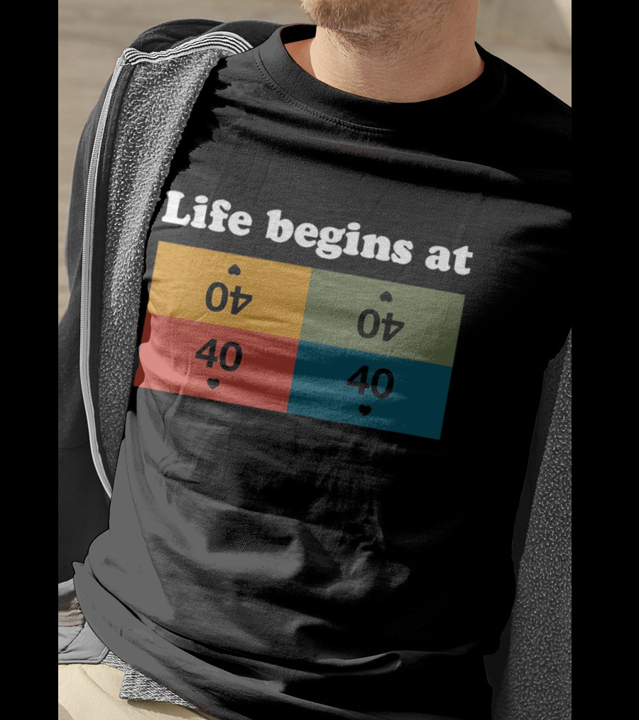 Life Begins At Commander Sphere 40 Spade Heart Cards T-Shirt