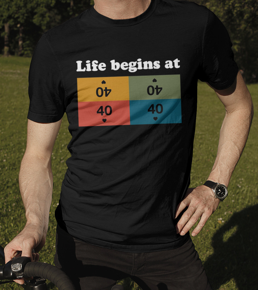 Life Begins At Commander Sphere 40 Spade Heart Cards T-Shirt