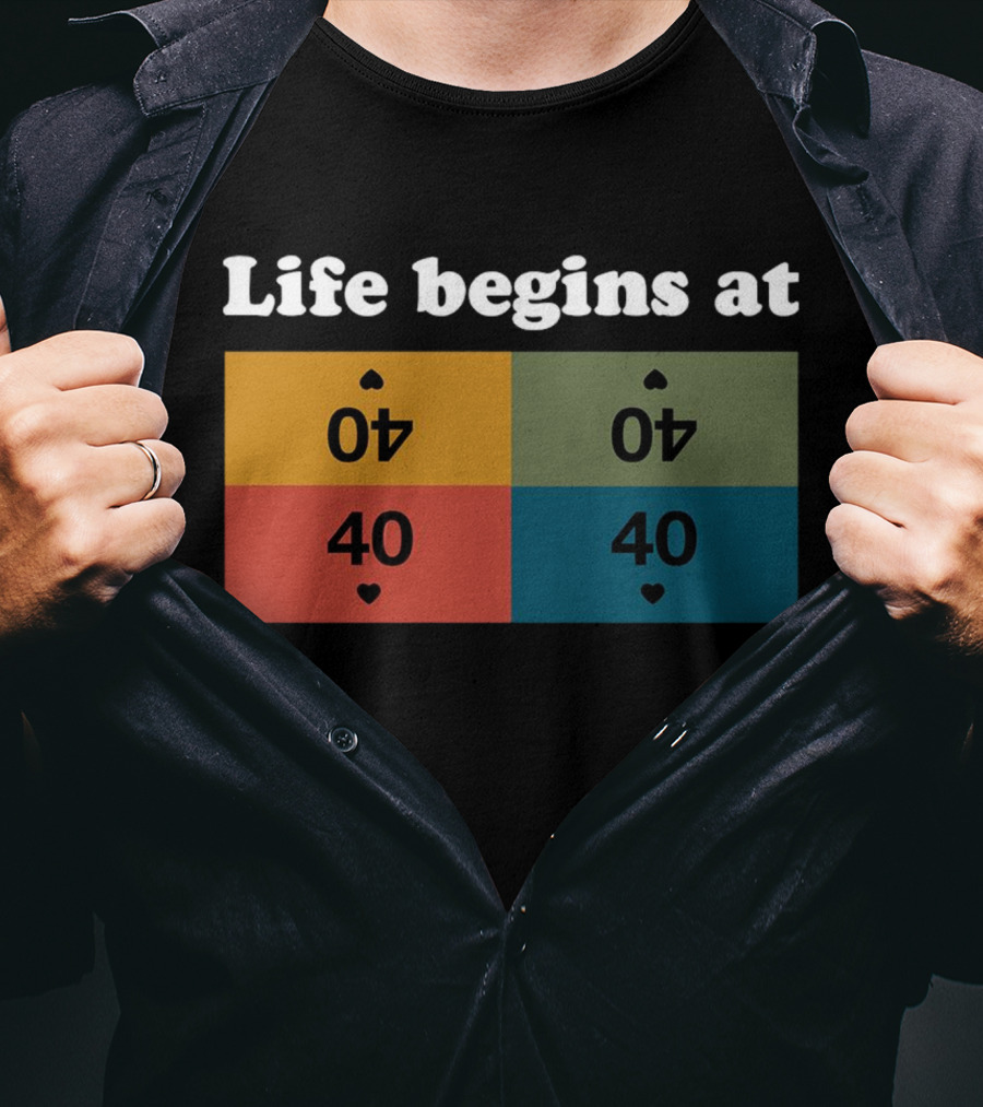 Life Begins At Commander Sphere 40 Spade Heart Cards T-Shirt
