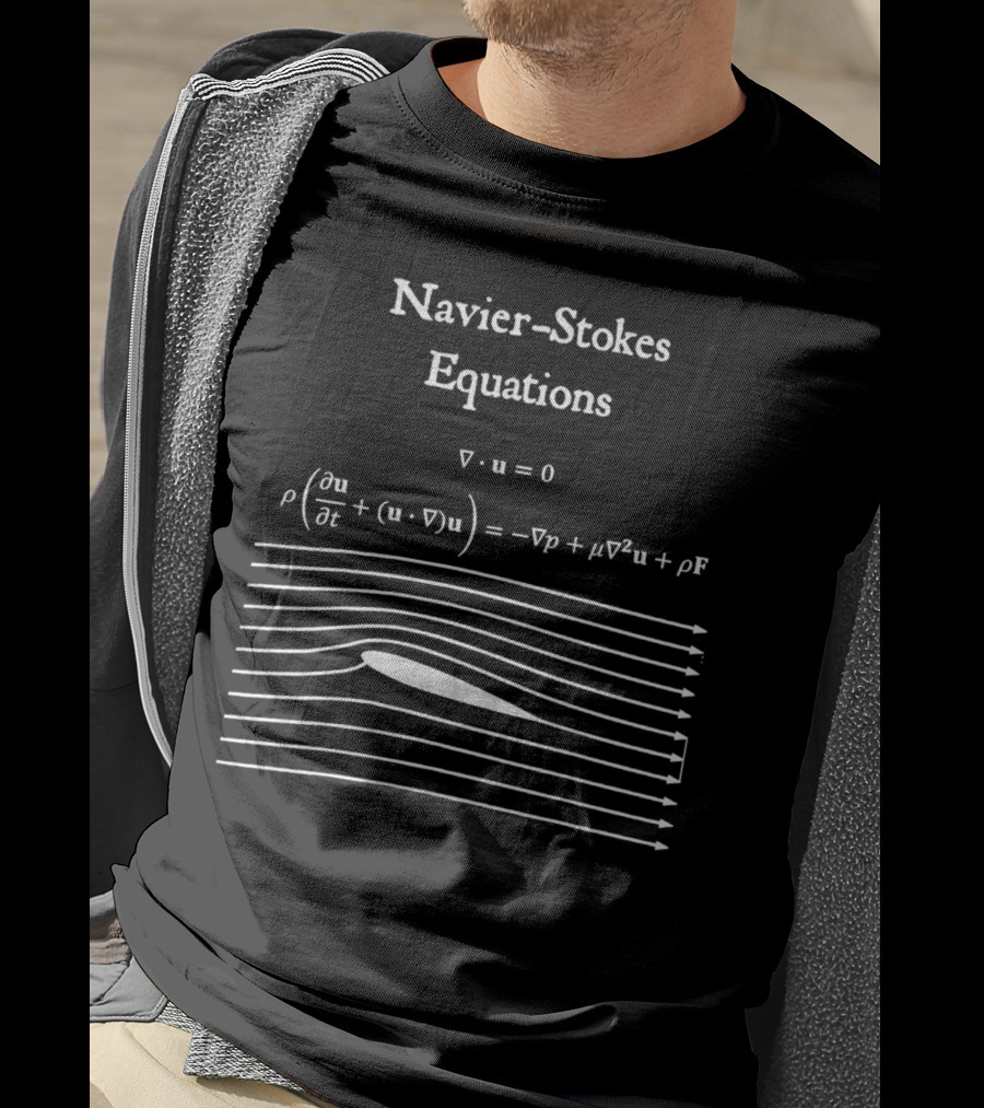 Navier Stokes Equations Physics Math Teacher Nerdy Gift Fluid Dynamics Equation Diagram T-Shirt