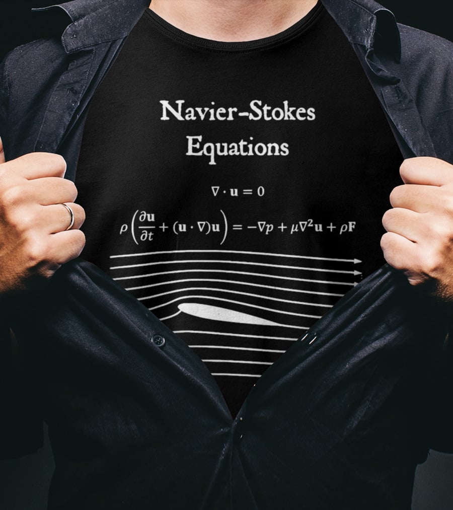 Navier Stokes Equations Physics Math Teacher Nerdy Gift Fluid Dynamics Equation Diagram T-Shirt