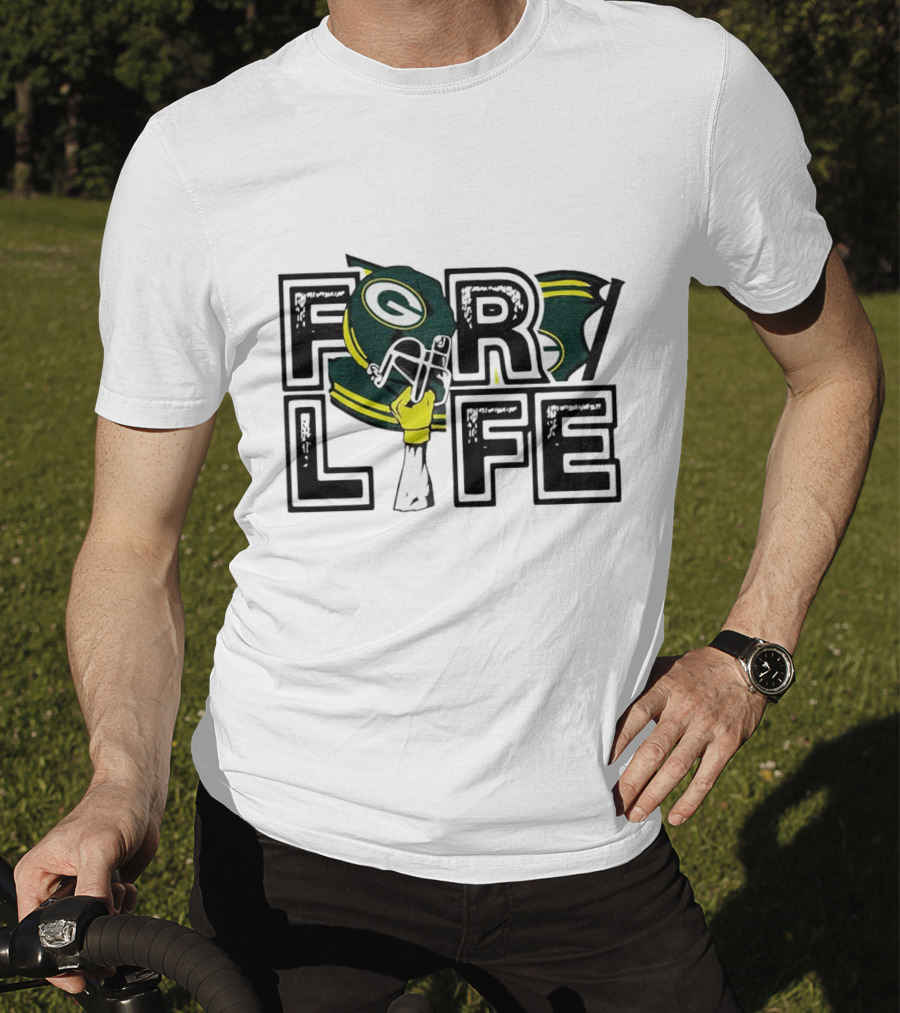 Green Bay Packers Helmet And Fist For Life T-Shirt