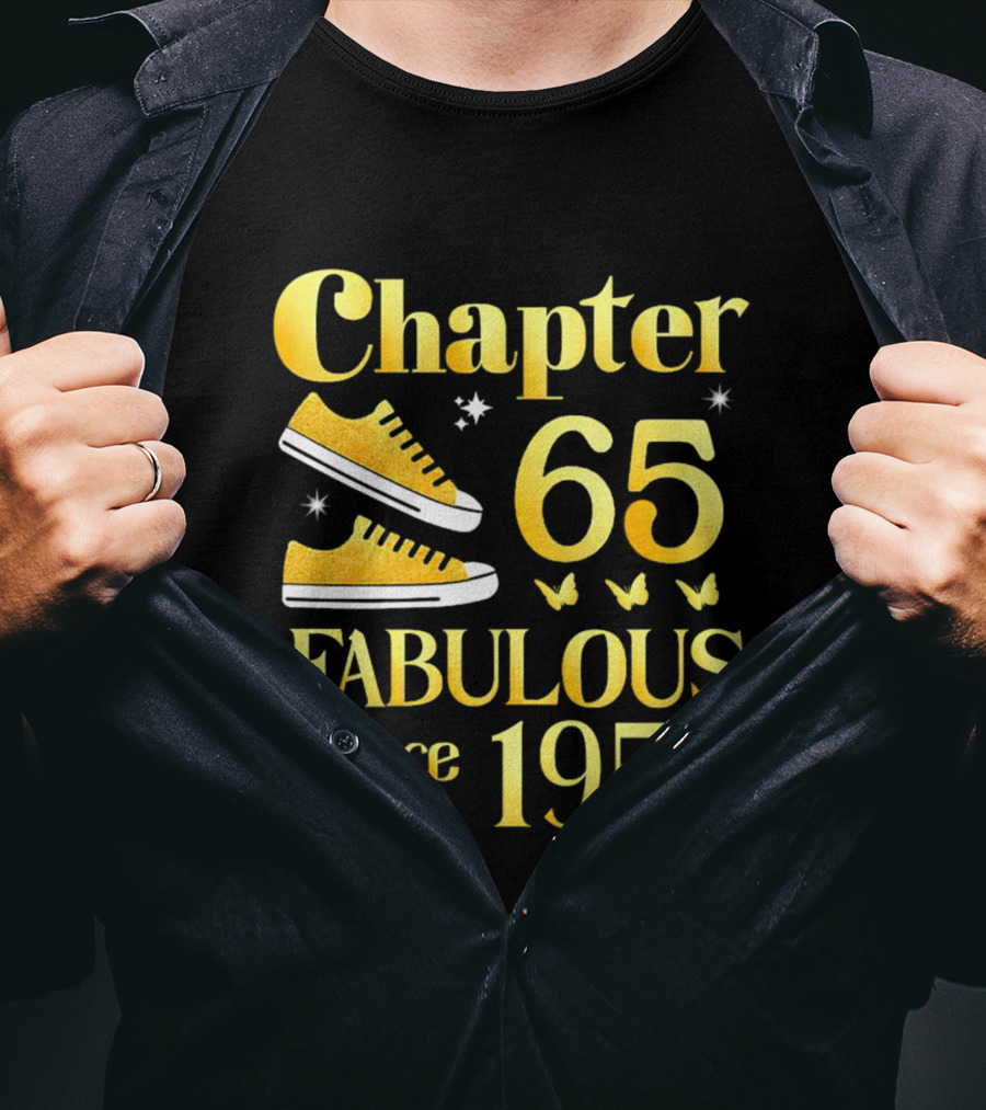 Chapter 65 Fabulous Since 1958 With Golden Sneakers And Butterflies T-Shirt