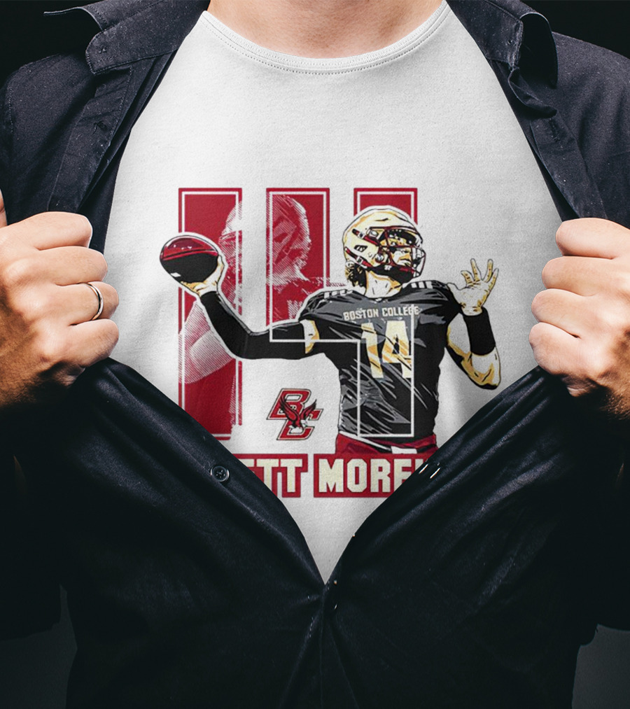 Emmett Morehead Boston College Eagles NCAA Football Caricature Quarterback Number 14 T-Shirt