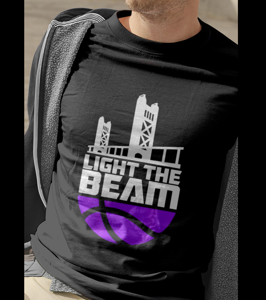 Light The Beam Sacramento Kings Skyline Basketball T-Shirt