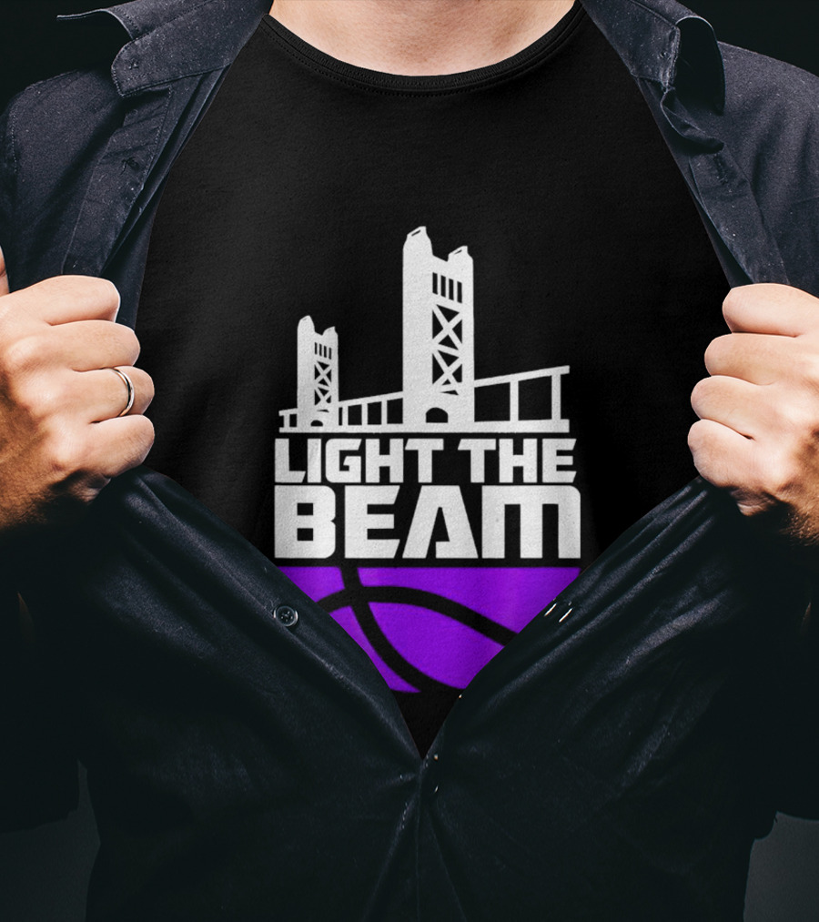 Light The Beam Sacramento Kings Skyline Basketball T-Shirt
