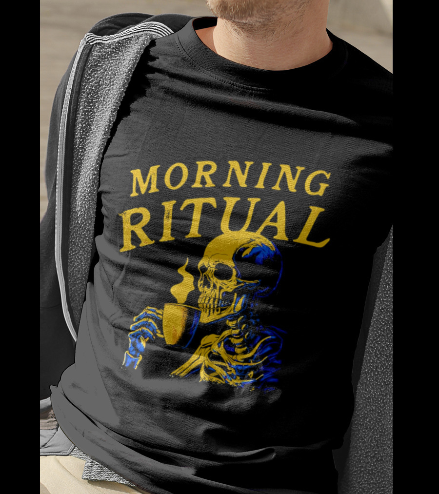 Morning Ritual Skeleton Coffee Cup T-Shirt