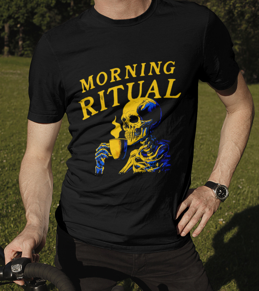 Morning Ritual Skeleton Coffee Cup T-Shirt
