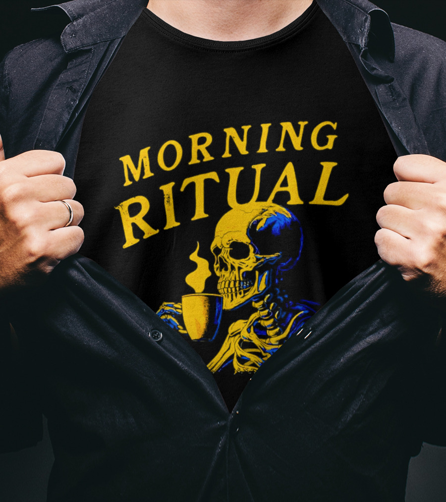 Morning Ritual Skeleton Coffee Cup T-Shirt