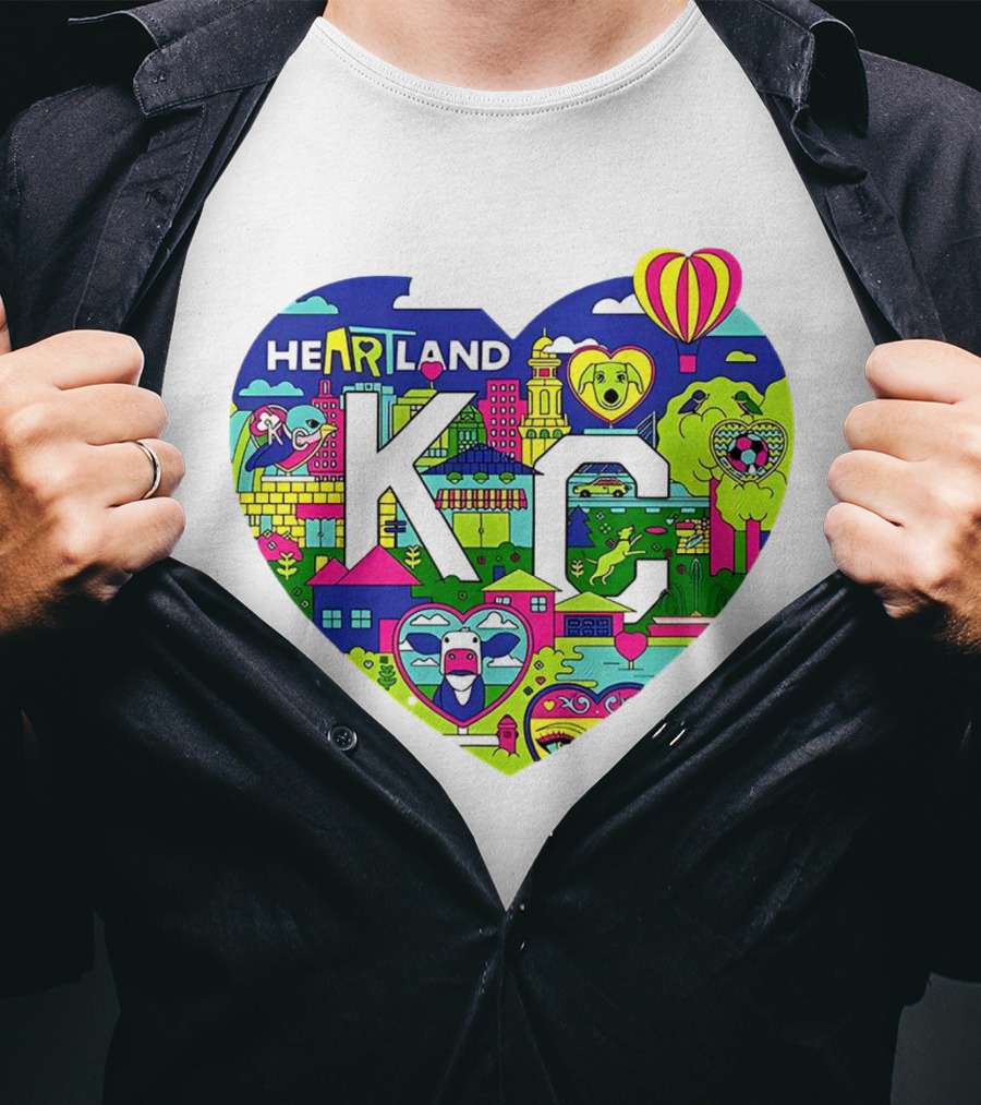 Heartland KC Colorful Parade Of Hearts Kansas City T-Shirt