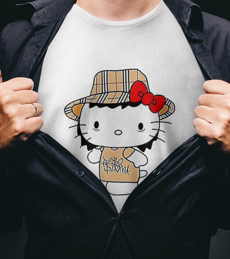 Peso Pluma Hello Kitty Plaid Hat Red Bow T-Shirt