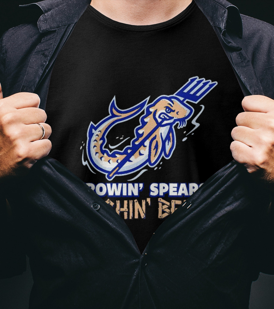 Throwin' Spears And Crushin' Beers Catfish With Pitchfork T-Shirt