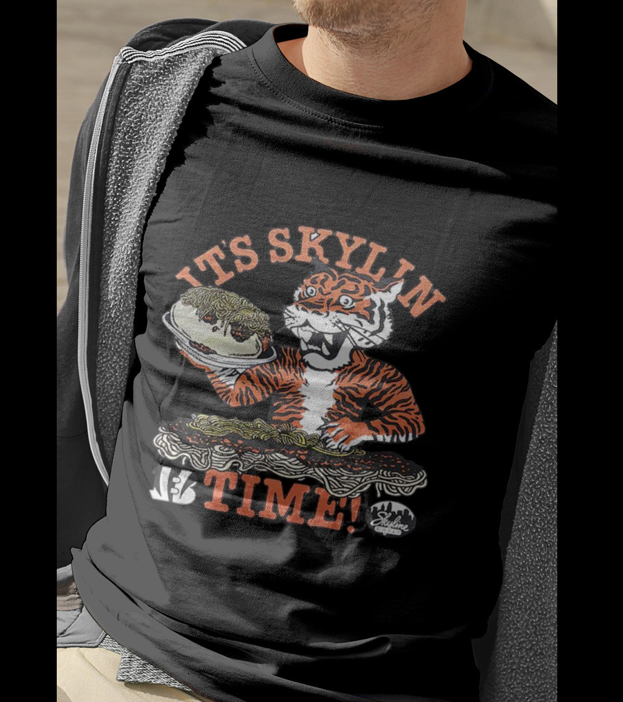 Its Skyline Time Cincinnati Bengals Tiger With Chili And Spaghetti T-Shirt