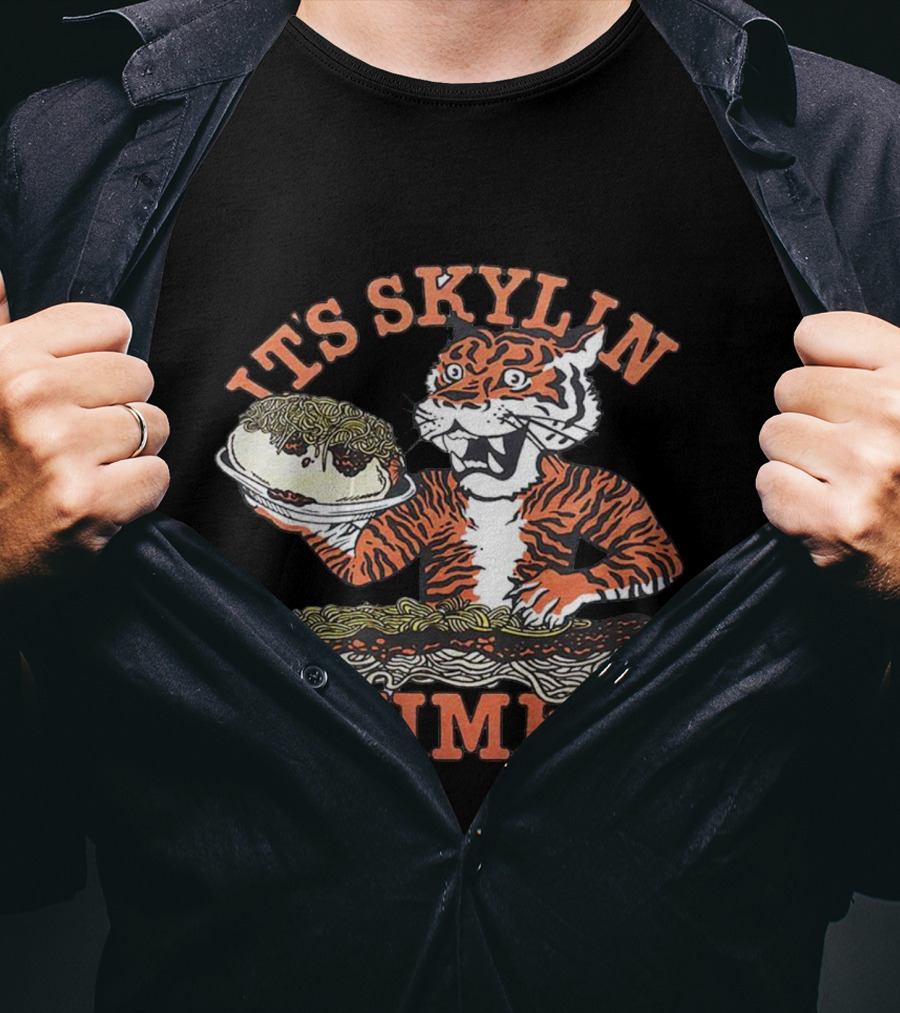 Its Skyline Time Cincinnati Bengals Tiger With Chili And Spaghetti T-Shirt