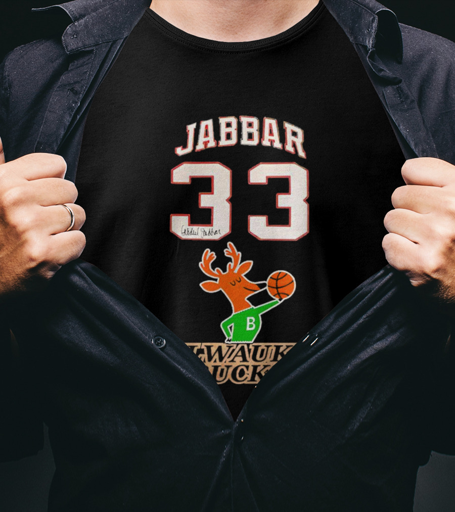 Jabbar 33 Mitchell And Ness Milwaukee Bucks T-Shirt