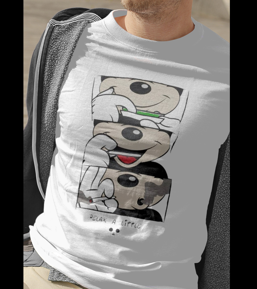 Mickey Relax A Little Smoking Cartoon Comic Strip T-Shirt