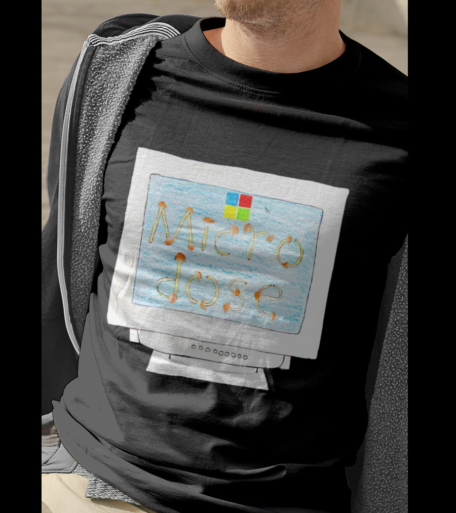 Microdose Windows Parody With Magic Mushrooms On Vintage Computer Screen T-Shirt