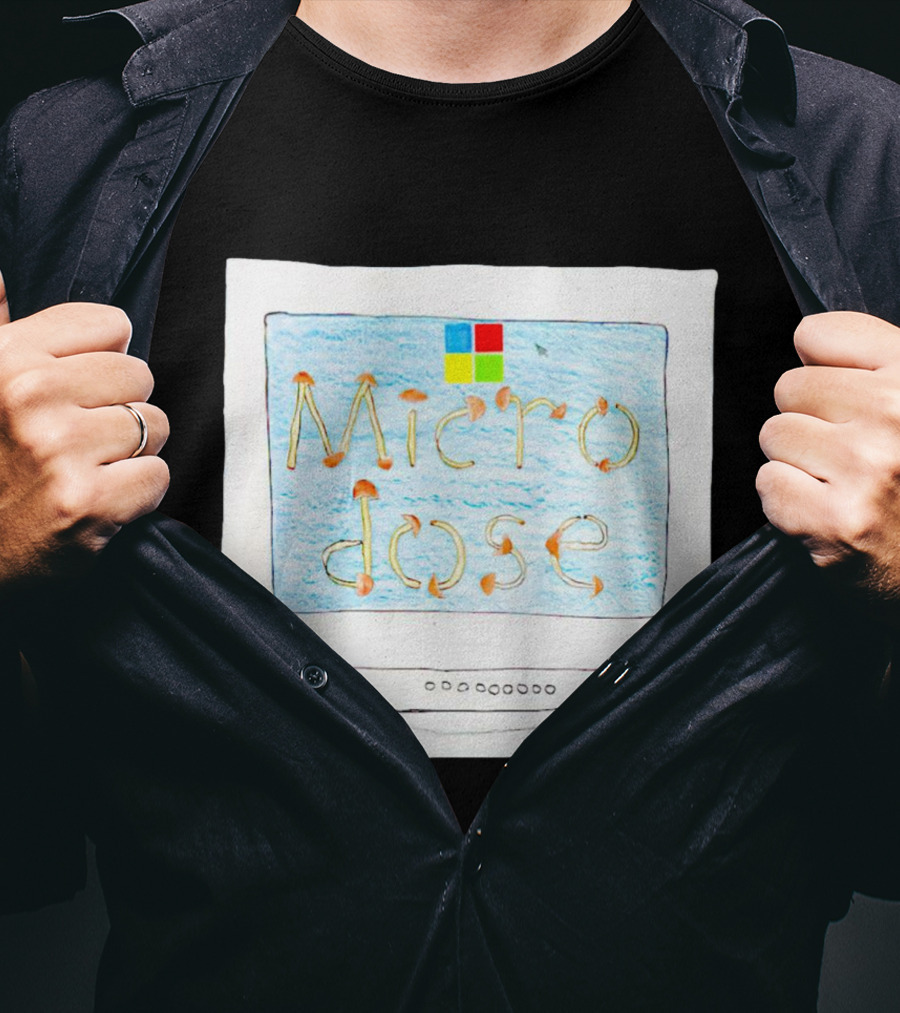 Microdose Windows Parody With Magic Mushrooms On Vintage Computer Screen T-Shirt