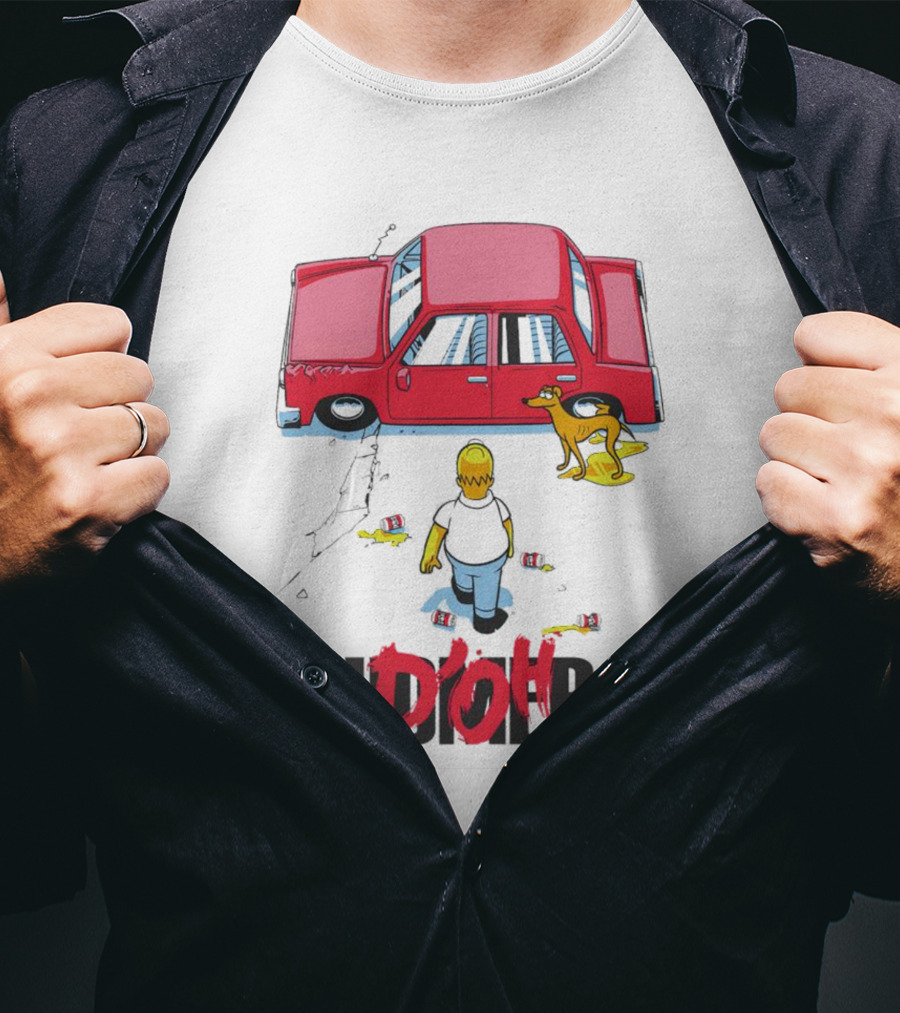 The Simpsons D’Oh Homer Red Car And Dog T-Shirt