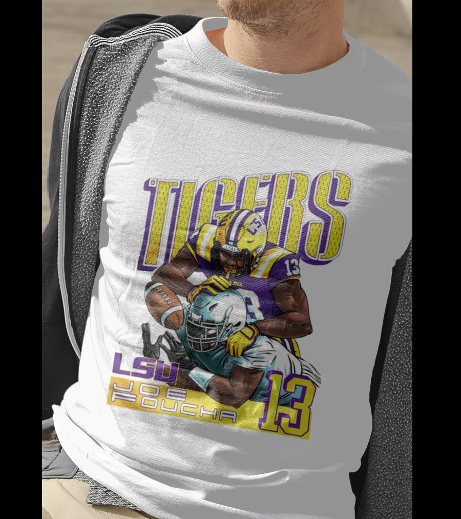 LSU Tigers Joe Foucha 13 Football Tackle T-Shirt