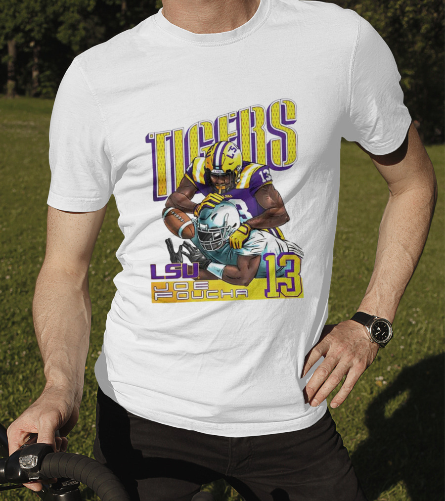 LSU Tigers Joe Foucha 13 Football Tackle T-Shirt