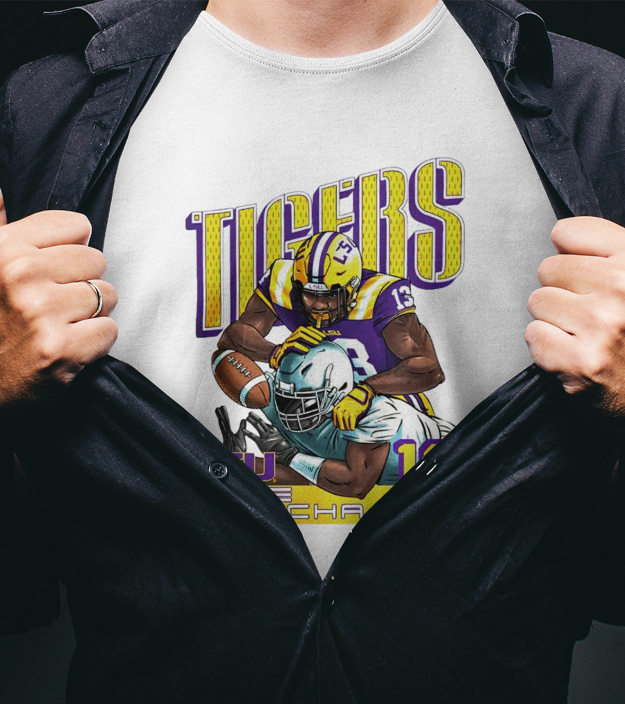 LSU Tigers Joe Foucha 13 Football Tackle T-Shirt