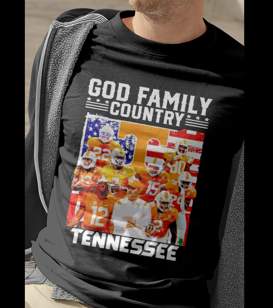 God Family Country Tennessee Volunteers Football American Flag T-Shirt