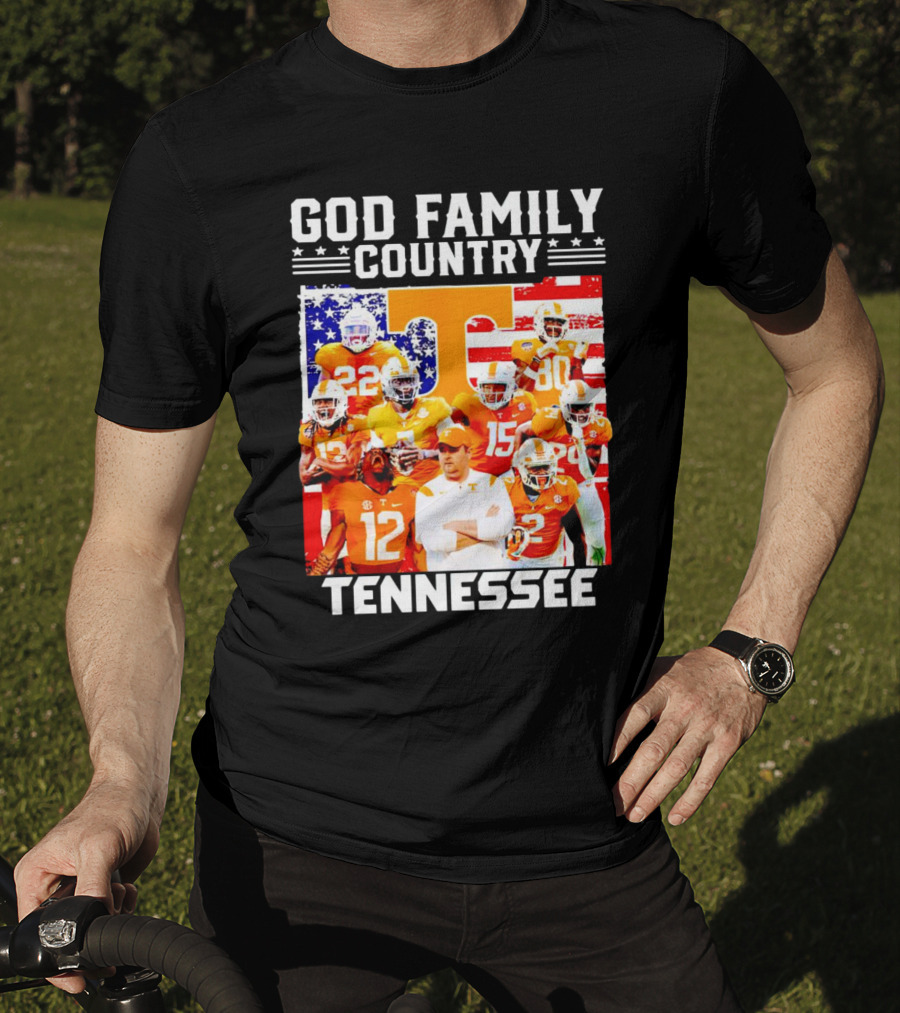 God Family Country Tennessee Volunteers Football American Flag T-Shirt