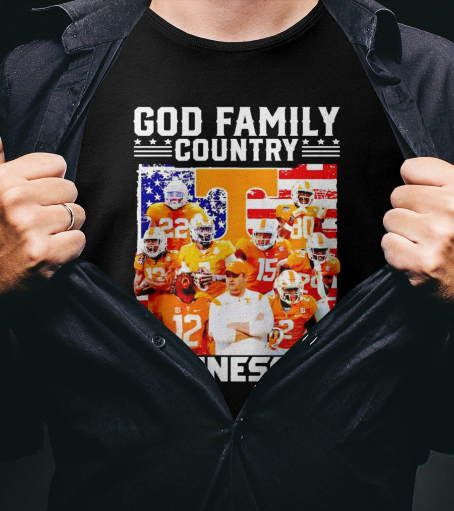 God Family Country Tennessee Volunteers Football American Flag T-Shirt