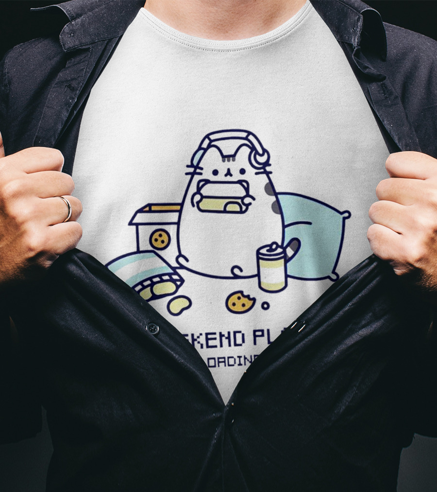Weekend Plans Loading Pusheen Cat Snacks And Headphones T-Shirt
