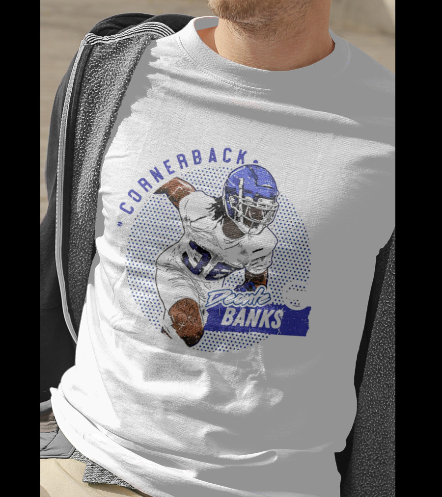 Deonte Banks New York Giants Cornerback Dots Blue Football Player T-Shirt