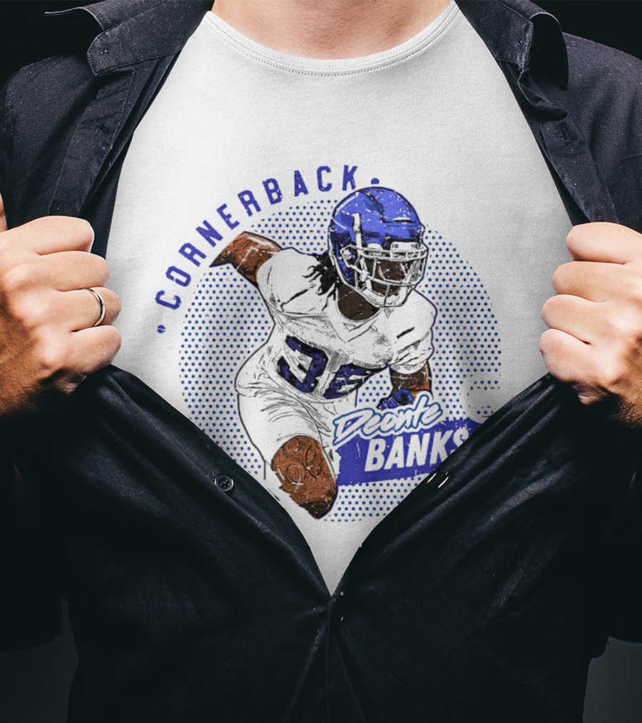 Deonte Banks New York Giants Cornerback Dots Blue Football Player T-Shirt